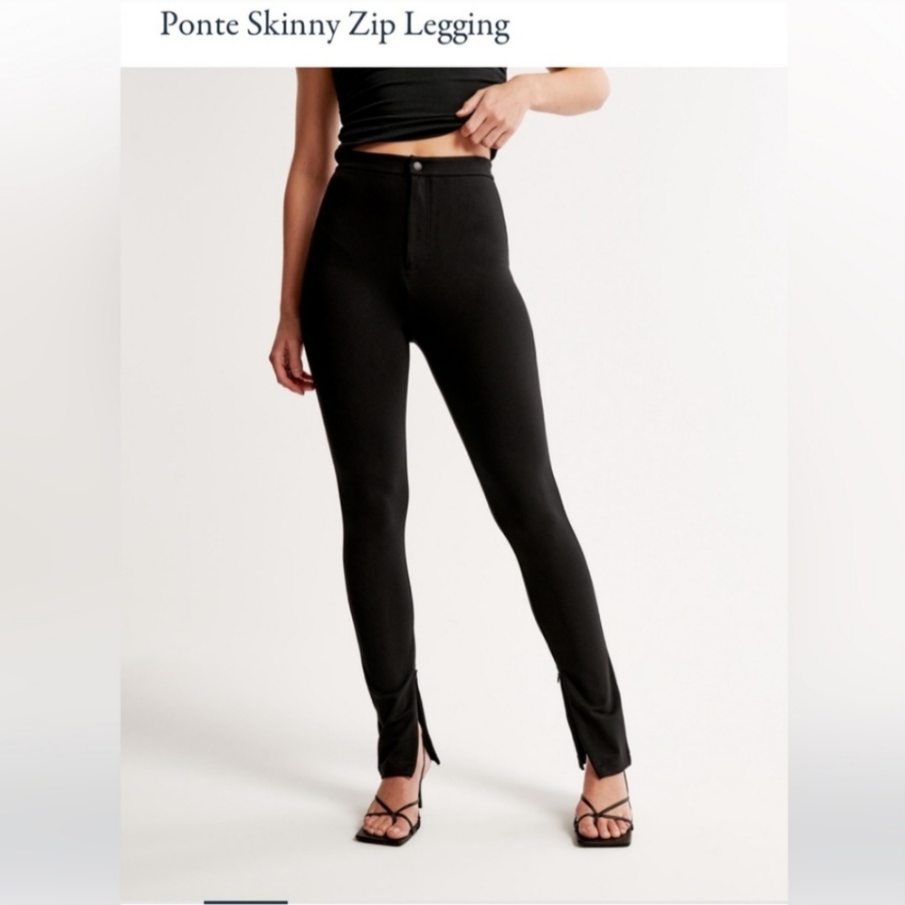 Abercrombie & Fitch Ponte Skinny Ankle Zip High-Waisted Black Legging Pants XL